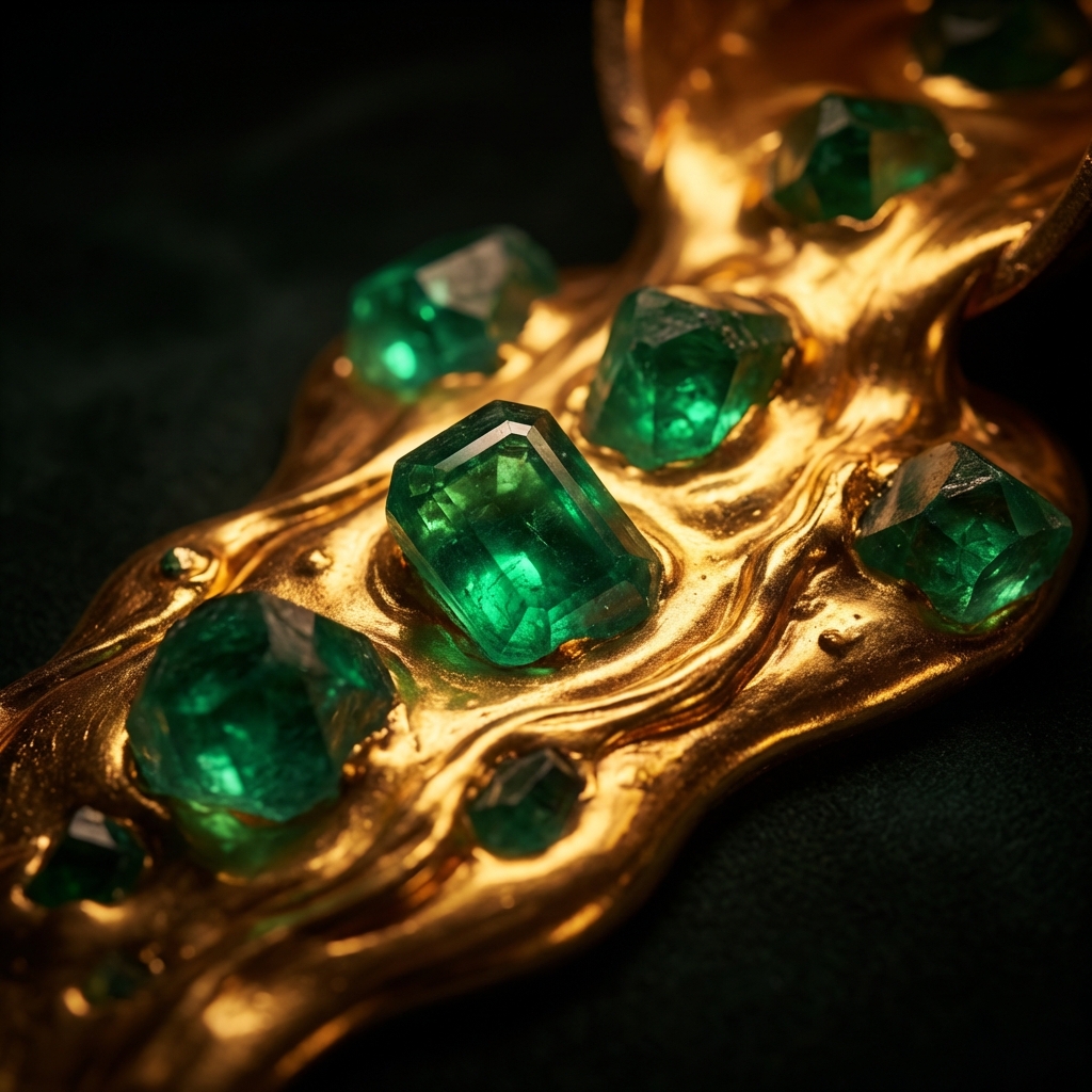 Muzo Emerald and Melted Gold